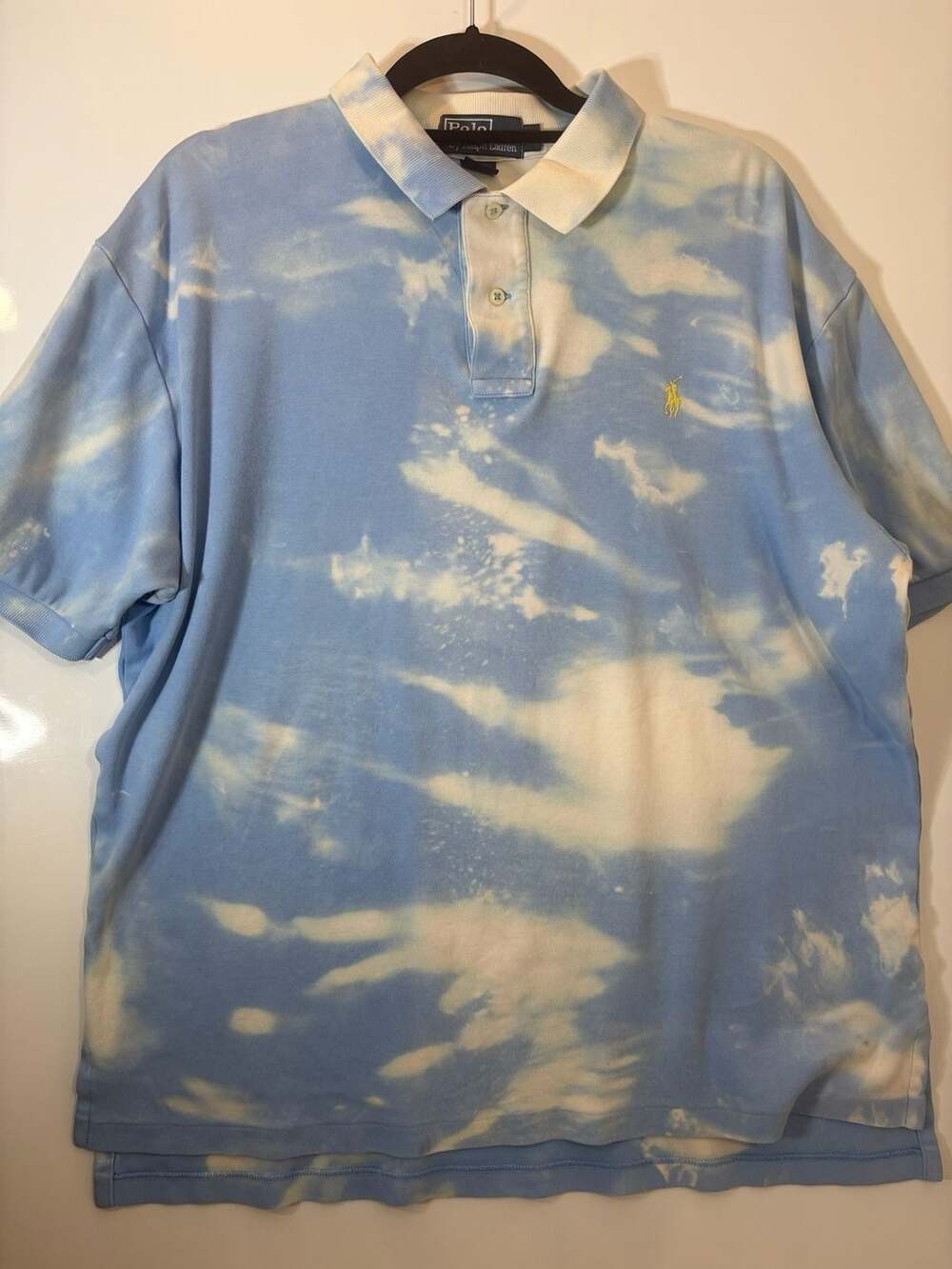 Men’s L Short Sleeve  Baby Blue Tie Died Polo Ralph Lauren